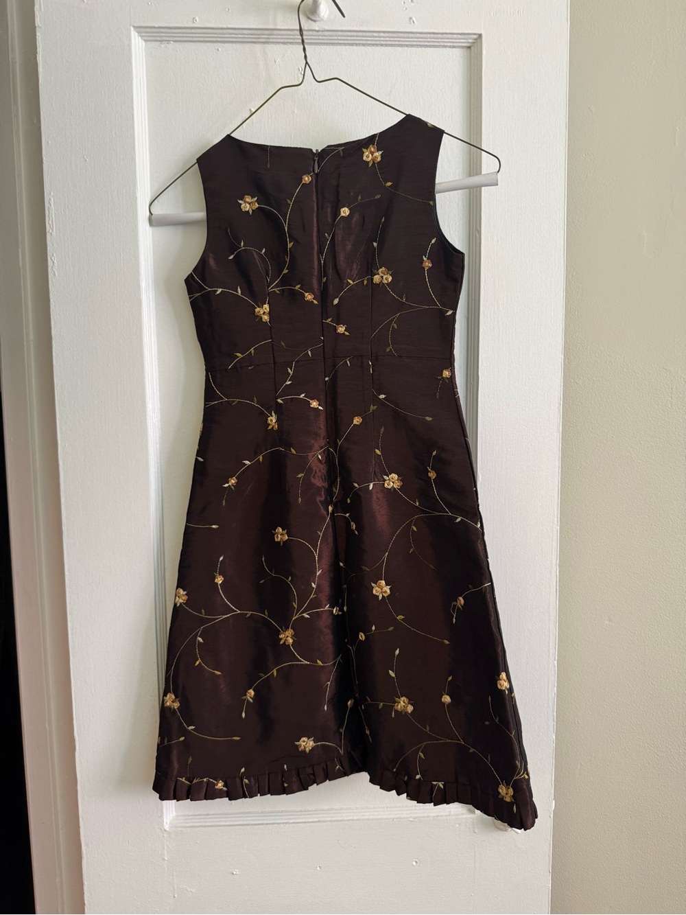 Brown Floral Embroidered Mini Dress - Picture 3 of 3